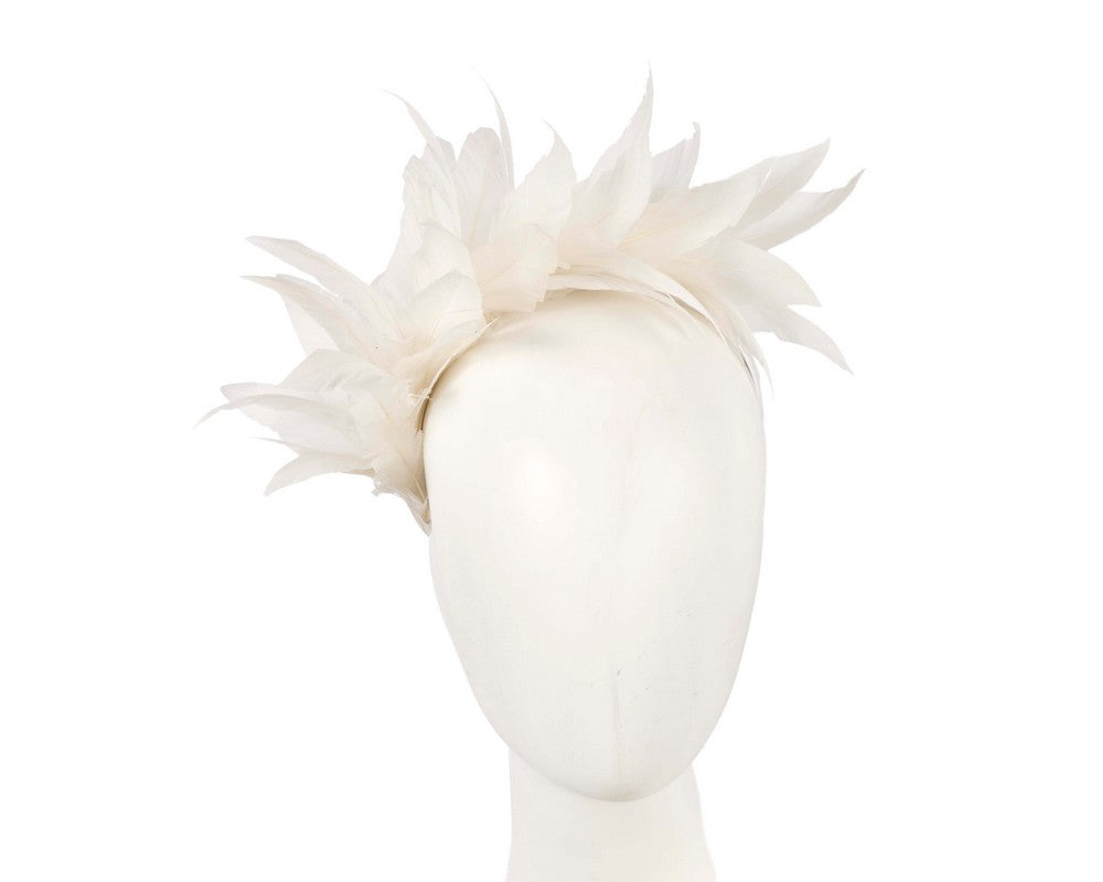Ivory feather fascinator headband by Max Alexander